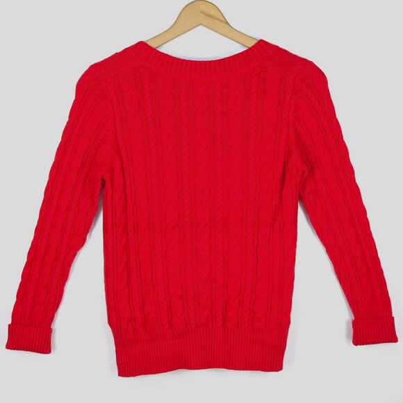 Chunky Cable Knit Sweater Women Petite Large VNeck Cozy Pullover Casual JCPenney - Picture 3 of 16